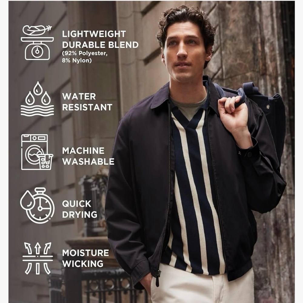 London Fog MEN'S AUBURN LIGHT WEIGHT ZIP FRONT GOLF JACKET - Picture 5 of 10